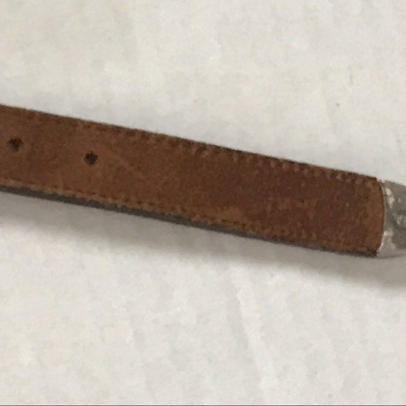 BRIGHTON Concho Leather Belt Western Brown Silver - Picture 8 of 15